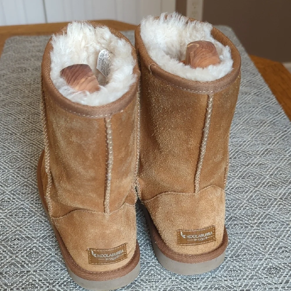 UGG Short Chestnut Suede Boots With Plush Lining